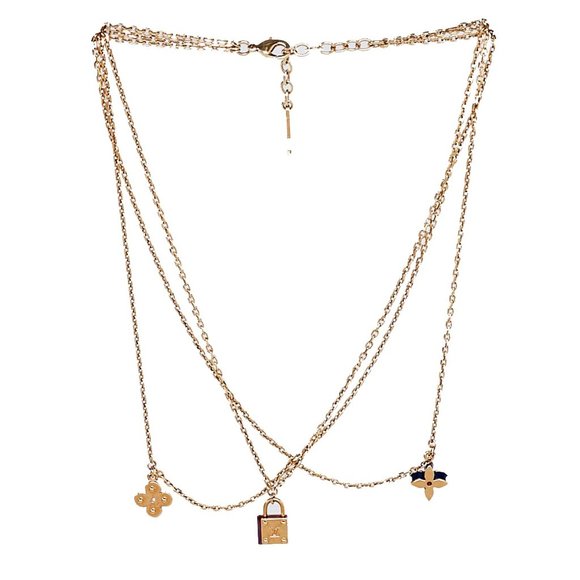 Louis Vuitton LV ID Chain Necklace Gold Brass Metal